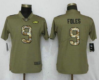 Women's Philadelphia Eagles #9 Nick Foles Olive With Camo 2017 Salute To Service Stitched NFL Nike Limited Jersey