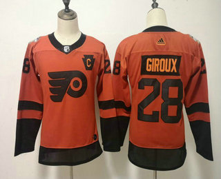 Women's Philadelphia Flyers #28 Claude Giroux Orange 2019 Stadium Series With C Patch Adidas Stitched NHL Jersey