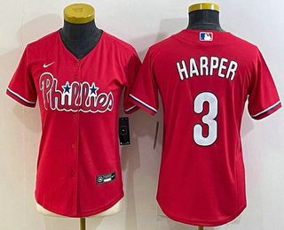 Women's Philadelphia Phillies #3 Bryce Harper Red Cool Base Jersey