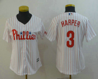 Women's Philadelphia Phillies #3 Bryce Harper White Home Stitched MLB Cool Base Jersey