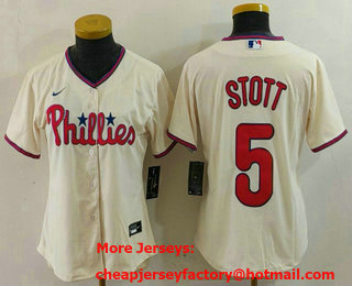 Women's Philadelphia Phillies #5 Bryson Stott Cream Cool Base Jersey