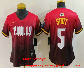 Women's Philadelphia Phillies #5 Bryson Stott Red 2024 City Connect Limited Jersey