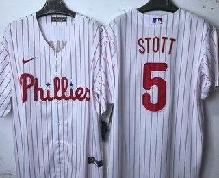 Women's Philadelphia Phillies #5 Bryson Stott White Pinstripe Stitched Cool Base Jersey