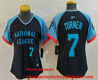 Women's Philadelphia Phillies #7 Trea Turner Number Navy 2024 All Star Limited Stitched Jersey