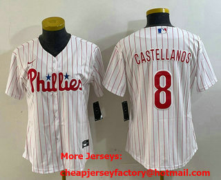 Women's Philadelphia Phillies #8 Nick Castellanos White Cool Base Jersey