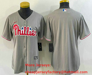 Women's Philadelphia Phillies Blank Grey Stitched MLB Cool Base Nike Jersey