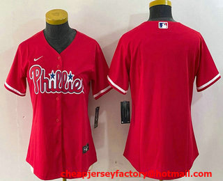Women's Philadelphia Phillies Blank Red Stitched Cool Base Jersey