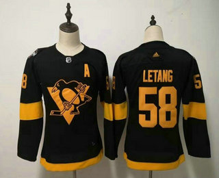 Women's Pittsburgh Penguins #58 Kris Letang Black 2019 Stadium Series Adidas Stitched NHL Jersey