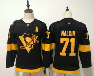 Women's Pittsburgh Penguins #71 Evgeni Malkin Black 2019 Stadium Series Adidas Stitched NHL Jersey