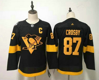 Women's Pittsburgh Penguins #87 Sidney Crosby Black 2019 Stadium Series With C Patch Adidas Stitched NHL Jersey