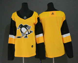 Women's Pittsburgh Penguins Blank Yellow Alternate Adidas Stitched NHL Jersey