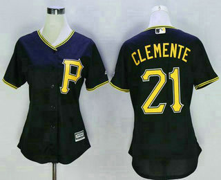 Women's Pittsburgh Pirates #21 Roberto Clemente Black Alternate Stitched MLB Jersey