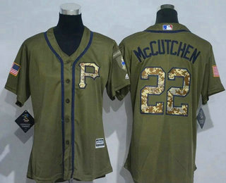 Women's Pittsburgh Pirates #22 Andrew McCutchen Green Salute to Service Baseball Jersey