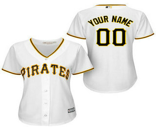 Women's Pittsburgh Pirates Home White Customized Authentic Stitched Jersey