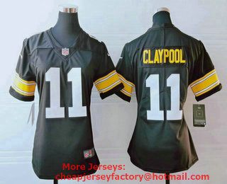 Women's Pittsburgh Steelers #11 Chase Claypool Black 2017 Vapor Untouchable Stitched NFL Nike Throwback Limited Jersey