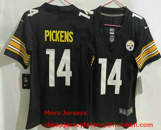 Women's Pittsburgh Steelers #14 George Pickens  Black 2022 Vapor Untouchable Stitched NFL Nike Limited Jersey