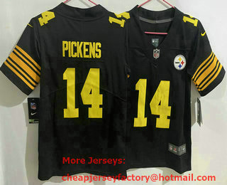 Women's Pittsburgh Steelers #14 George Pickens Black 2016 Color Rush Stitched NFL Nike Limited Jersey
