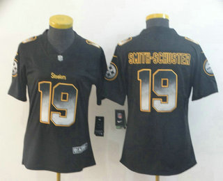 Women's Pittsburgh Steelers #19 JuJu Smith-Schuster Black 2019 Vapor Smoke Fashion Stitched NFL Nike Limited Jersey