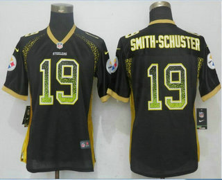 Women's Pittsburgh Steelers #19 JuJu Smith-Schuster Black Drift Stitched NFL Nike Fashion Jersey