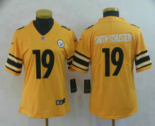 Women's Pittsburgh Steelers #19 JuJu Smith-Schuster Gold 2019 Inverted Legend Stitched NFL Nike Limited Jersey