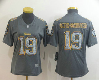 Women's Pittsburgh Steelers #19 JuJu Smith-Schuster Gray Fashion Static 2019 Vapor Untouchable Stitched NFL Nike Limited Jersey