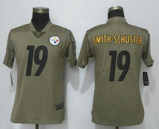 Women's Pittsburgh Steelers #19 JuJu Smith-Schuster Olive 2017 Salute To Service Stitched NFL Nike Limited Jersey