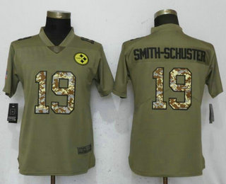 Women's Pittsburgh Steelers #19 JuJu Smith-Schuster Olive With Camo 2017 Salute To Service Stitched NFL Nike Limited Jersey