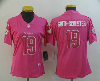 Women's Pittsburgh Steelers #19 JuJu Smith-Schuster Pink 2019 Vapor Untouchable Stitched NFL Nike Limited Jersey