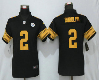 Women's Pittsburgh Steelers #2 Mason Rudolph Black 2016 Color Rush Stitched NFL Nike Limited Jersey