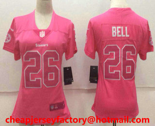 Women's Pittsburgh Steelers #26 Le'Veon Bell Pink Fashion 2017 Rush NFL Nike Limited Jersey