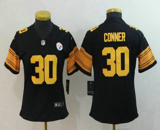 Women's Pittsburgh Steelers #30 James Conner Black 2016 Color Rush Stitched NFL Nike Limited Jersey