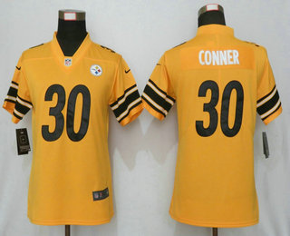 Women's Pittsburgh Steelers #30 James Conner Gold 2019 Inverted Legend Stitched NFL Nike Limited Jersey