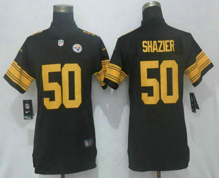 Women's Pittsburgh Steelers #50 Ryan Shazier Black 2016 Color Rush Stitched NFL Nike Limited Jersey