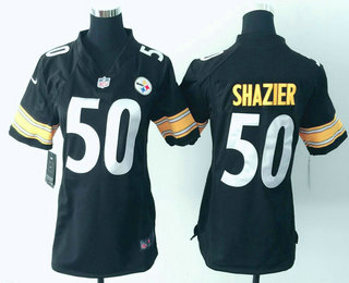 Women's Pittsburgh Steelers #50 Ryan Shazier Black Team Color Stitched NFL Nike Game Jersey