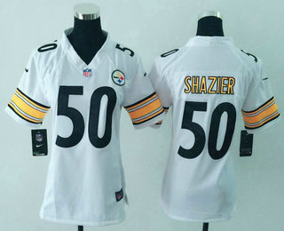 Women's Pittsburgh Steelers #50 Ryan Shazier White Road Stitched NFL Nike Game Jersey