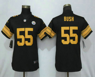 Women's Pittsburgh Steelers #55 Devin Bush Black 2019 Color Rush Stitched NFL Nike Limited Jersey