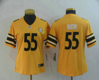 Women's Pittsburgh Steelers #55 Devin Bush Gold 2019 Inverted Legend Stitched NFL Nike Limited Jersey
