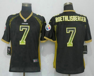 Women's Pittsburgh Steelers #7 Ben Roethlisberger Black Drift Stitched NFL Nike Fashion Jersey