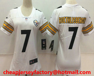 Women's Pittsburgh Steelers #7 Ben Roethlisberger White 2017 Vapor Untouchable Stitched NFL Nike Limited Jersey
