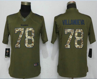 Women's Pittsburgh Steelers #78 Alejandro Villanueva Green Salute To Service Stitched NFL Nike Limited Jersey
