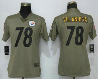 Women's Pittsburgh Steelers #78 Alejandro Villanueva Olive 2017 Salute To Service Stitched NFL Nike Limited Jersey