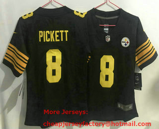 Women's Pittsburgh Steelers #8 Kenny Pickett Black 2016 Color Rush Stitched NFL Nike Limited Jersey