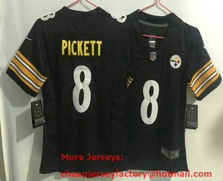 Women's Pittsburgh Steelers #8 Kenny Pickett Black 2022 Vapor Untouchable Stitched NFL Nike Limited Jersey