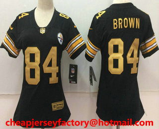 Women's Pittsburgh Steelers #84 Antonio Brown Black With Gold 2017 Vapor Untouchable Stitched NFL Nike Limited Jersey