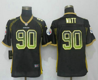Women's Pittsburgh Steelers #90 T. J. Watt Black Drift Stitched NFL Nike Fashion Jersey