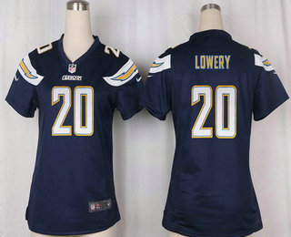 Women's San Diego Chargers #20 Dwight Lowery Navy Blue Team Color Stitched NFL Nike Game Jersey