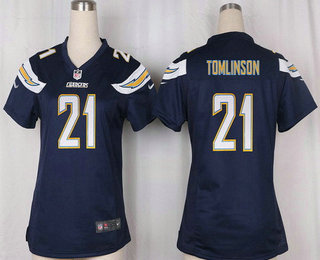 Women's San Diego Chargers #21 LaDainian Tomlinson Navy Blue Team Color Stitched NFL Nike Game Jersey