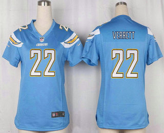 Women's San Diego Chargers #22 Jason Verrett Light Blue Alternate Stitched NFL Nike Game Jersey