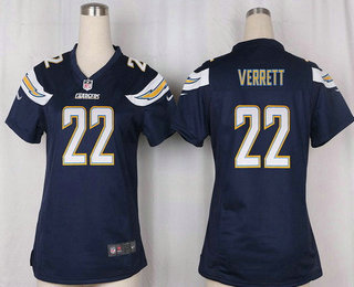 Women's San Diego Chargers #22 Jason Verrett Navy Blue Team Color Stitched NFL Nike Game Jersey