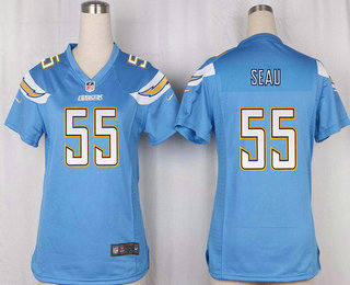 Women's San Diego Chargers #55 Junior Seau Light Blue Alternate Stitched NFL Nike Game Jersey